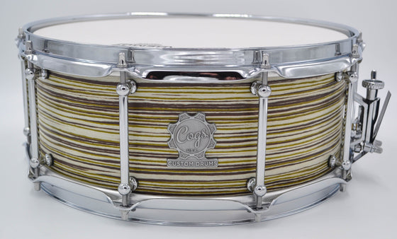 Cogs MC-53 Zebra Green Snare Drum - Cogs Custom Drums LLC