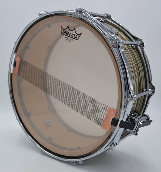 Cogs MC-53 Zebra Green Snare Drum - Cogs Custom Drums LLC